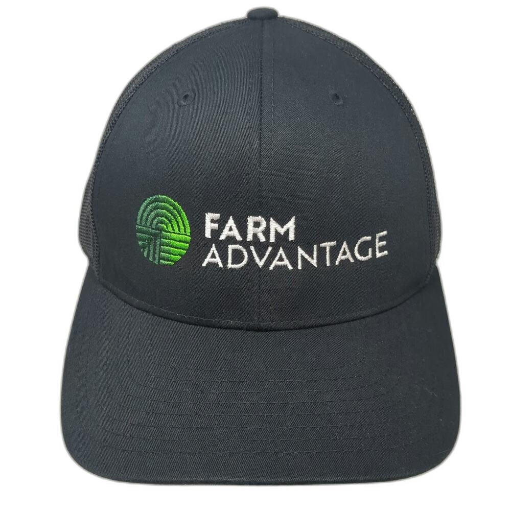 Richardson Trucker Hat Black One Size Snapback Farm Advantage Logo Mesh Back